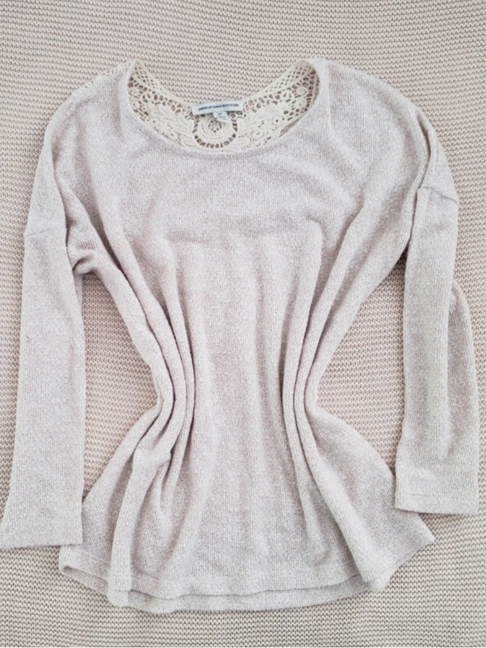 American Eagle Beige top with lace back
